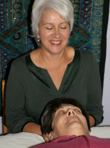 Debra performing Craniosacral Therapy